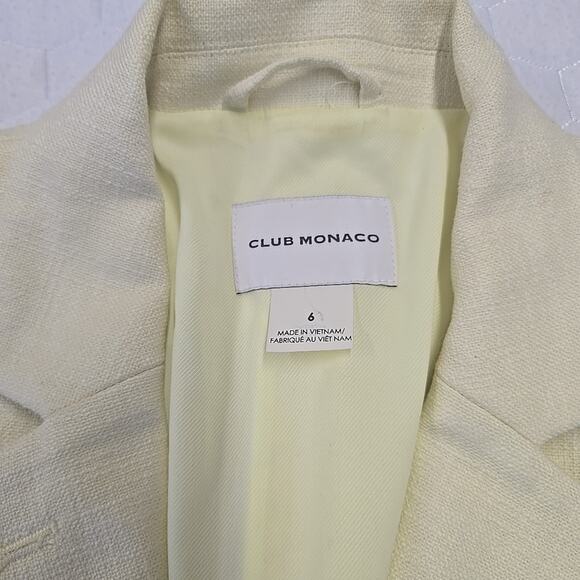Club Monaco Yellow Textured Blazer & Matching Bootcut Crop Trousers Suit Set 6 - Picture 4 of 14
